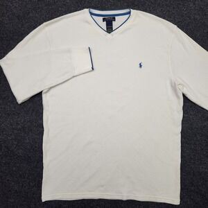 Polo Ralph Lauren Mens 2XL Ivory Thermal Waffle Knit Long Sleeve Crewneck Top